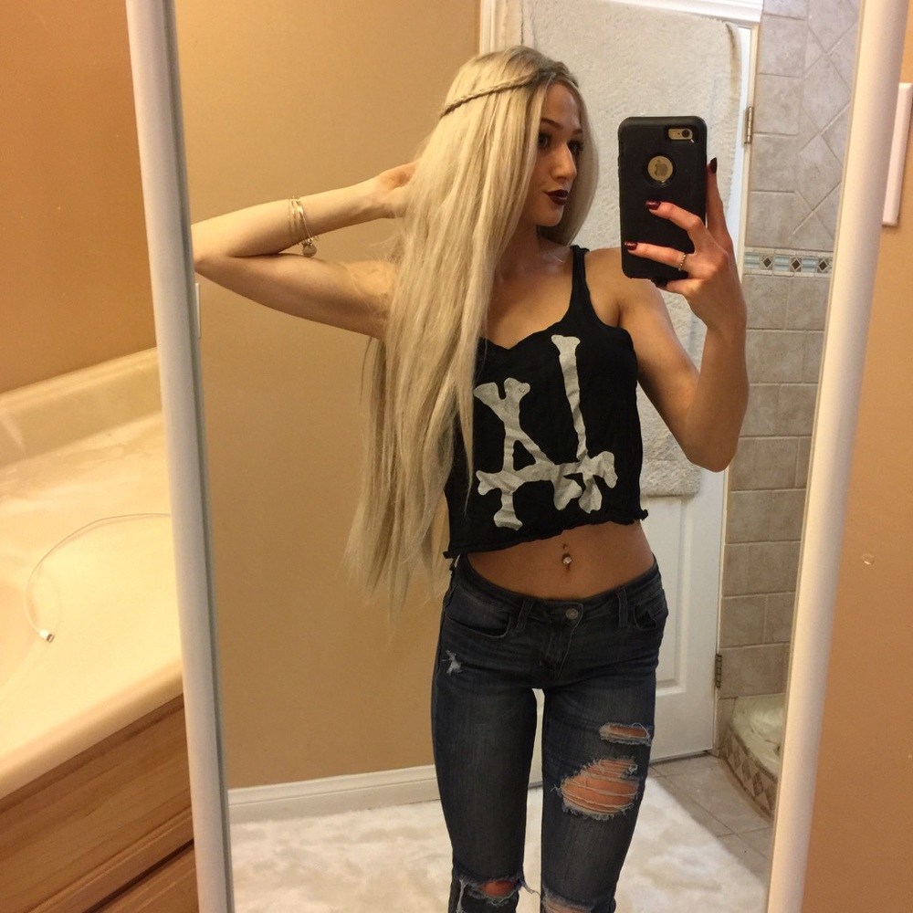 BRANDY MELVILLE LA BLACK AND WHITE SEXY TANK TOP